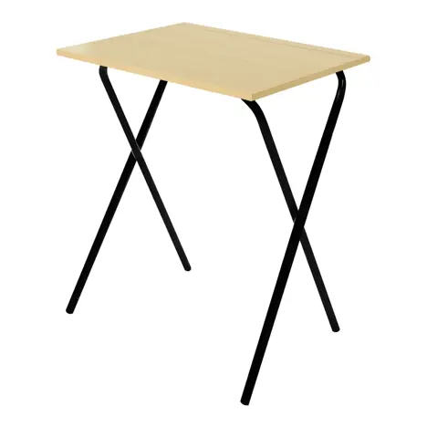 Folding Frame Exam Desk - W600 x D600 x H710mm - Black Legs - Kobey Ash